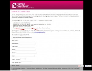 Planned Parenthood Capitol Day Attendee Application   Planned Parenthood of the Pacific Southwest